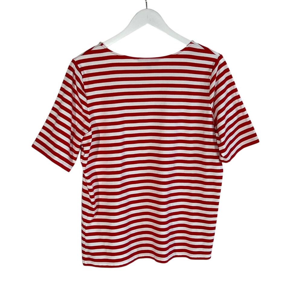 Lauren Ralph Lauren Top Womens 2X T-Shirt Short Cuff Sleeve Red/White Stripe - Picture 4 of 11
